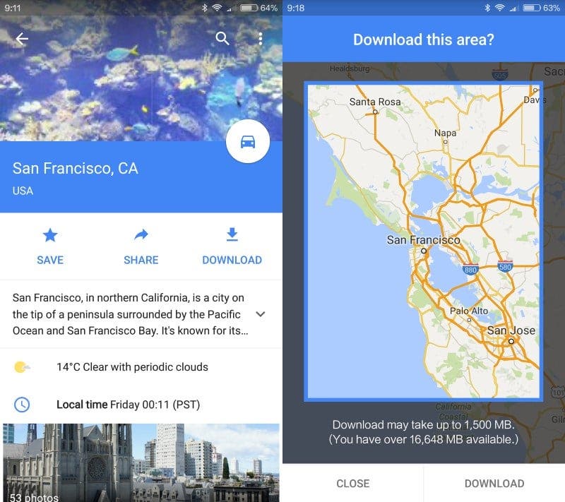 Google maps download route android